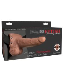 Fetish Fantasy Series 6 Inch Hollow Rechargeable Strap on With Balls  Tan