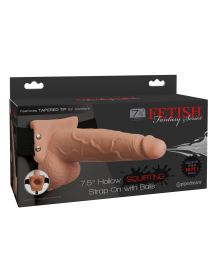 Fetish Fantasy Series 7.5 Inch Hollow Squirting Strap on With Balls  Flesh