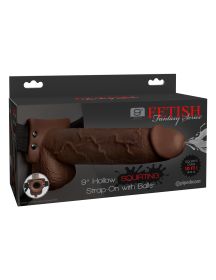 Fetish Fantasy Series 9 Inch Hollow Squirting Strap on With Balls  Brown