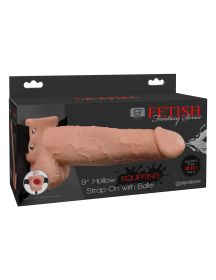 Fetish Fantasy Series 9 Inch Hollow Squirting Strap on With Balls  Flesh