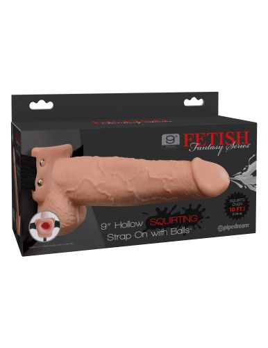 Fetish Fantasy Series 9 Inch Hollow Squirting Strap on With Balls  Flesh