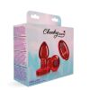 Cheeky Charms - Rechargeable Vibrating Metal Butt Plug With Remote Control - Red - Small