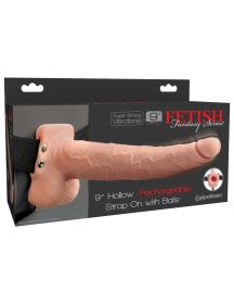 Fetish Fantasy Series 9 Inch Hollow Rechargeable Strap on With Balls  Flesh